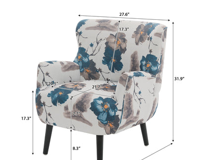 Armchair With Round Arm - White / Blue