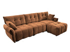 Orange / 2 Pc. 3 Seater Sectional, Ottoman