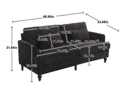 Mid Century Modern Fabric Loveseat Sofa, 2 Seat Upholstered Couch