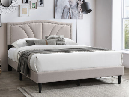 Bed With Nailhead Trim Accents, Upholstered Platform Frame