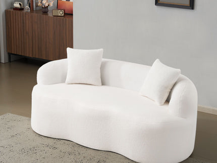 Curved Loveseat Sofa With Round Armrest