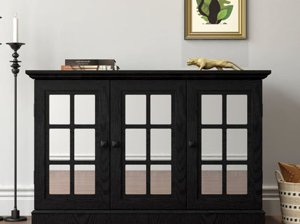 Storage Cabinet With 3 Mirrored Acrylic Doors, Adjustable Shelves