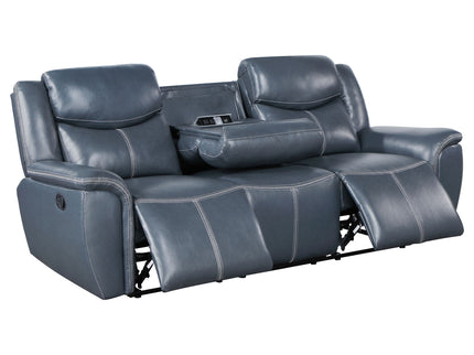 Stanwicke - Motion Reclining Sofa With Drop Down Table - Blue