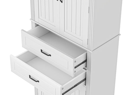Multi Functional Storage Cabinet With Adjustable Shelves, 2 Drawers, Door Shelves