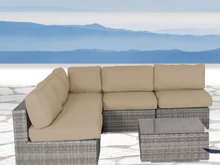 Seating Set With Cushions Handcrafted Wicker Design