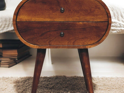 Large Chestnut Circular Bedside