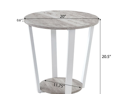 Elysian - Contemporary Round End Table With Shelf - Gray