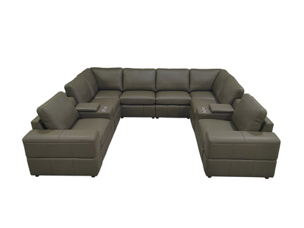 Upholstered Large Arms Sectional With Recliner Seats