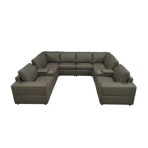 Upholstered Large Arms Sectional With Recliner Seats