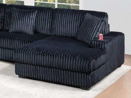 6 Piece Modular Sectional Sofa Set Upholstered Living Room Plush Couch With Cup Holders And USB Port - Black