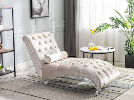 Chaise Lounge Indoor, Button Tufted Upholstered Chaise Lounge Chair With Pillow