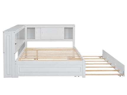 Daybed With Storage Shelves, LED, USB, And Trundle