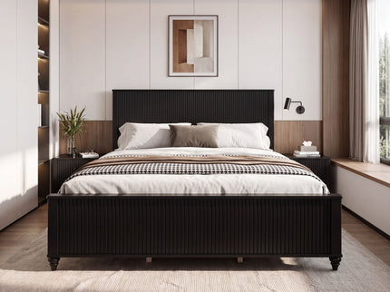 Fluted Platform Bed Frame, No Box Spring Needed