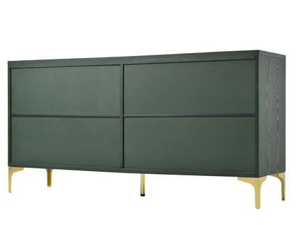 Modern Wood Sideboard Cabinet With Carved Door Panels, Adjustable Shelves, And Sturdy Metal Legs