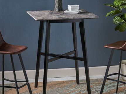 Modern Bar Height Dining Table, Rubberwood Legs And Laminate Table Top