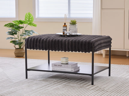 Upholstered Ottoman Coffee Table Foot Rest With Open Storage