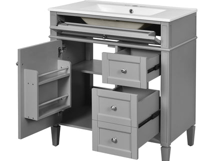 Bathroom Vanity With Top Sink, 2 Drawers & Tip Out Drawer