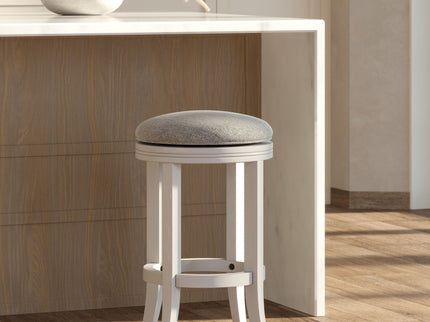 Backless Swivel Stool With Upholstered Seat