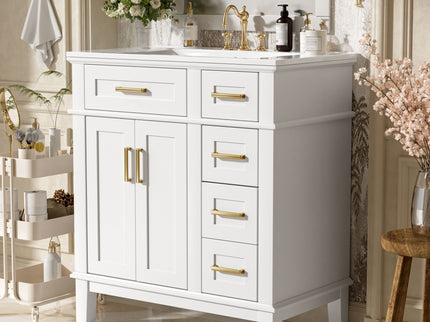Modern Bathroom Vanity With Sink, Storage Cabinet, Soft Close Doors, Deep & Standard Drawers