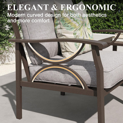 Patio Furniture Set, Coffee Table And Cushions For Backyard