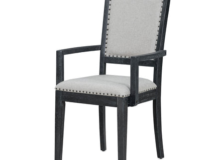 Topmax - Rustic Extendable Dining Table Set With Removable Leaf, 6 Upholstered Armless Dining Chairs And 2 Padded Arm Chairs, 9 Pieces