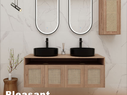 Bathroom Vanity With Art Sink And Side Cabinet, Float Mounting Design