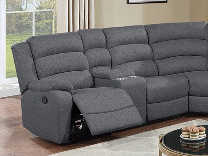 Manual Motion Reclining Loveseat 3 Piece Sectional Set With Console Storage And Cup Holders
