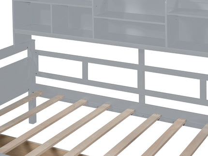 Daybed, Slat Support, With Bedside Shelves And 2 Drawers