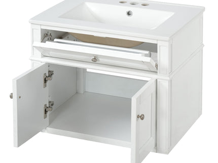Wall Mounted Bathroom Vanity With Tip Out Drawer And Open Back Design