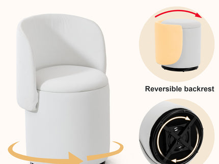 Barrel Chair With Built In Storage, 360° Swivel - Beige