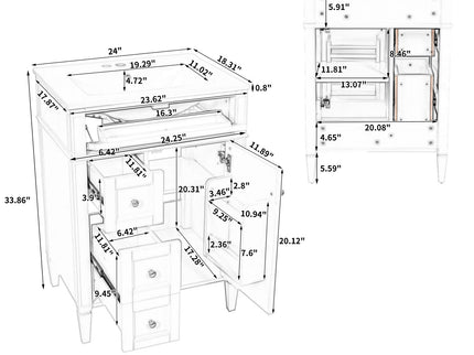 Bathroom Vanity With Top Sink, Storage Cabinet With 2 Drawers And Tip-Out Drawer