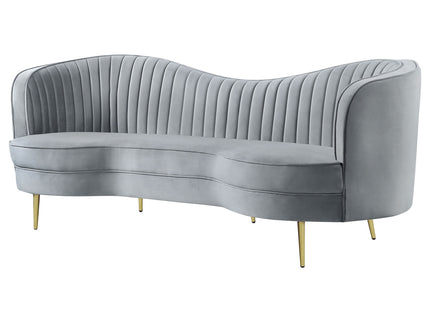 Reigha - Upholstered Sofa Lounge Furniture With Channel Tufted Backrest - Gray