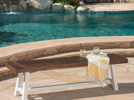 Tranquilizer - Outdoor Acacia Wood Bench With Slat Panel Design