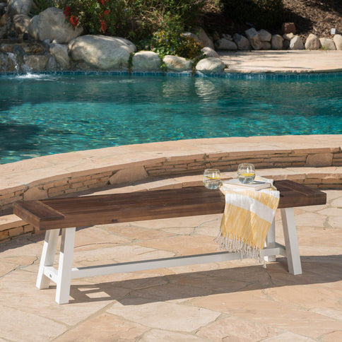 Tranquilizer - Outdoor Acacia Wood Bench With Slat Panel Design