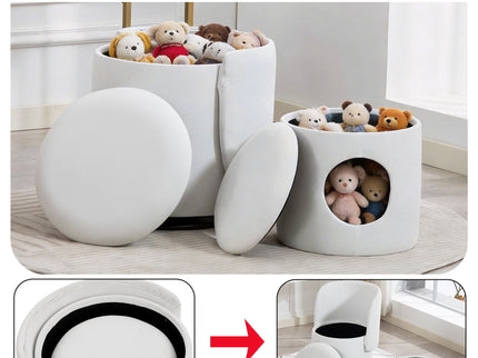 Barrel Chair With Built In Storage, 360° Swivel - Beige