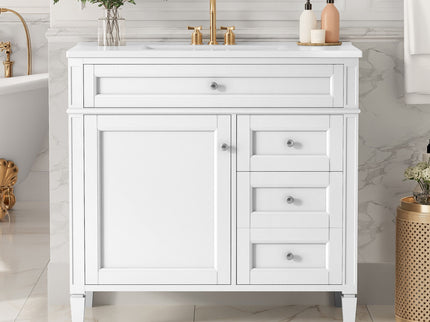 Bathroom Vanity With Top Sink, 2 Drawers, Tip Out Drawer