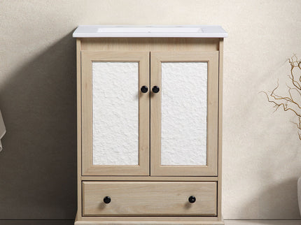 Bathroom Vanity With Basin, 1 Drawer Free Standing Storage - Brown