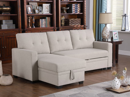 Upholstered Pull Out Sectional Sofa With Chaise