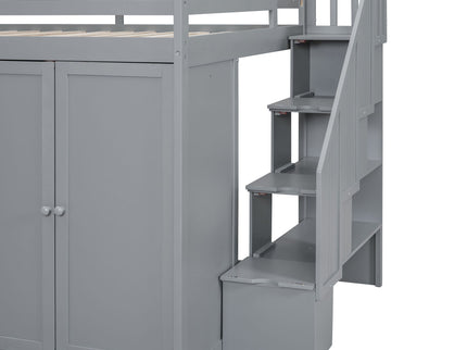 Loft Bed With Built In Wardrobes, Cabinets And Drawers