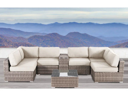 Elegant 4 Person Wicker Patio Seating Set With Cushions And Glass Top Table