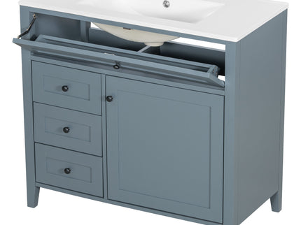 Bathroom Vanity With Sink, 3 Drawers & Cabinet With Adjustable Shelves