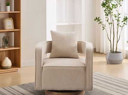 Swivel Accent Open Back Barrel Chair With Weathered Base