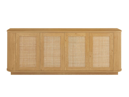 Contemporary Wave Shaped TV Stand With Rattan Doors