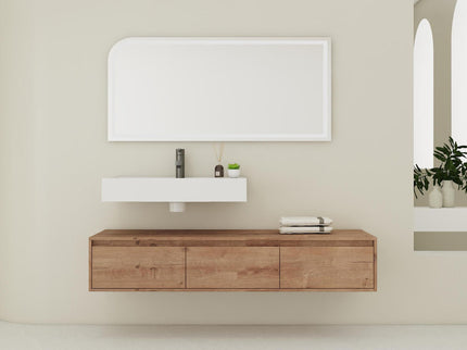 Modern Wall Mounted Bathroom Vanity With Resin Sink And Soft Close Drawer
