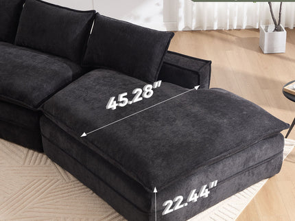Modern Minimalist Modular Sectional Sofa With Deep Seats And Right Facing Chaise
