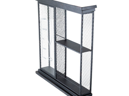 Floating Wine Bar Shelf With Glass Holder And Display Shelves - Black
