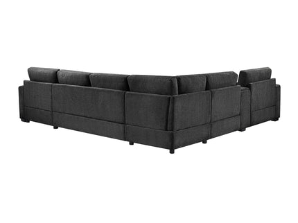 Modular 5 Seat U-Shape Sectional Sofa With Chaise Lounge, Built In Cup Holders And Storage Drawer