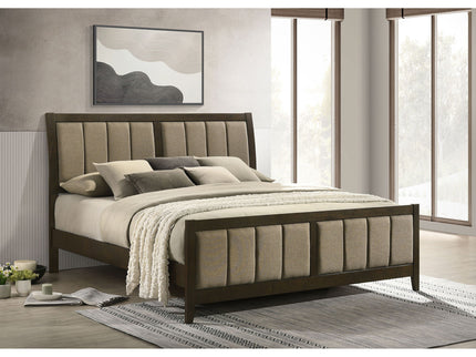 Clement - Upholstered Eastern King Bed - Dark Brown