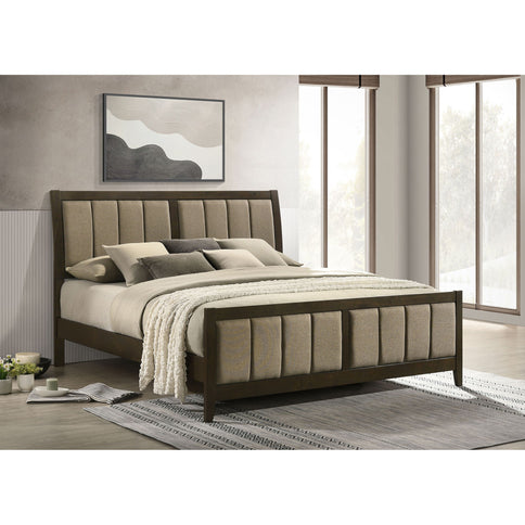 Clement - Upholstered Eastern King Bed - Dark Brown