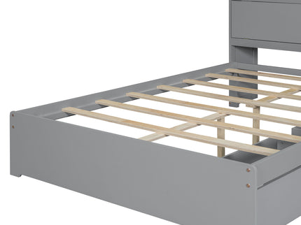 Platform Bed With USB, Storage Headboard & Drawers